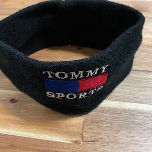 Vintage Tommy Sports Black Stretchy Embroidered Headband